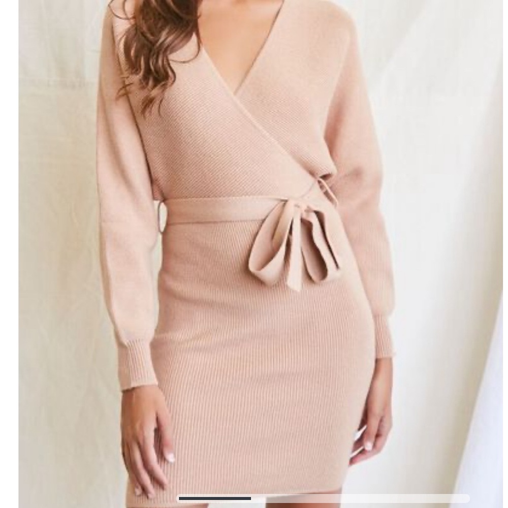 Sweater-Knit Wrap Dress